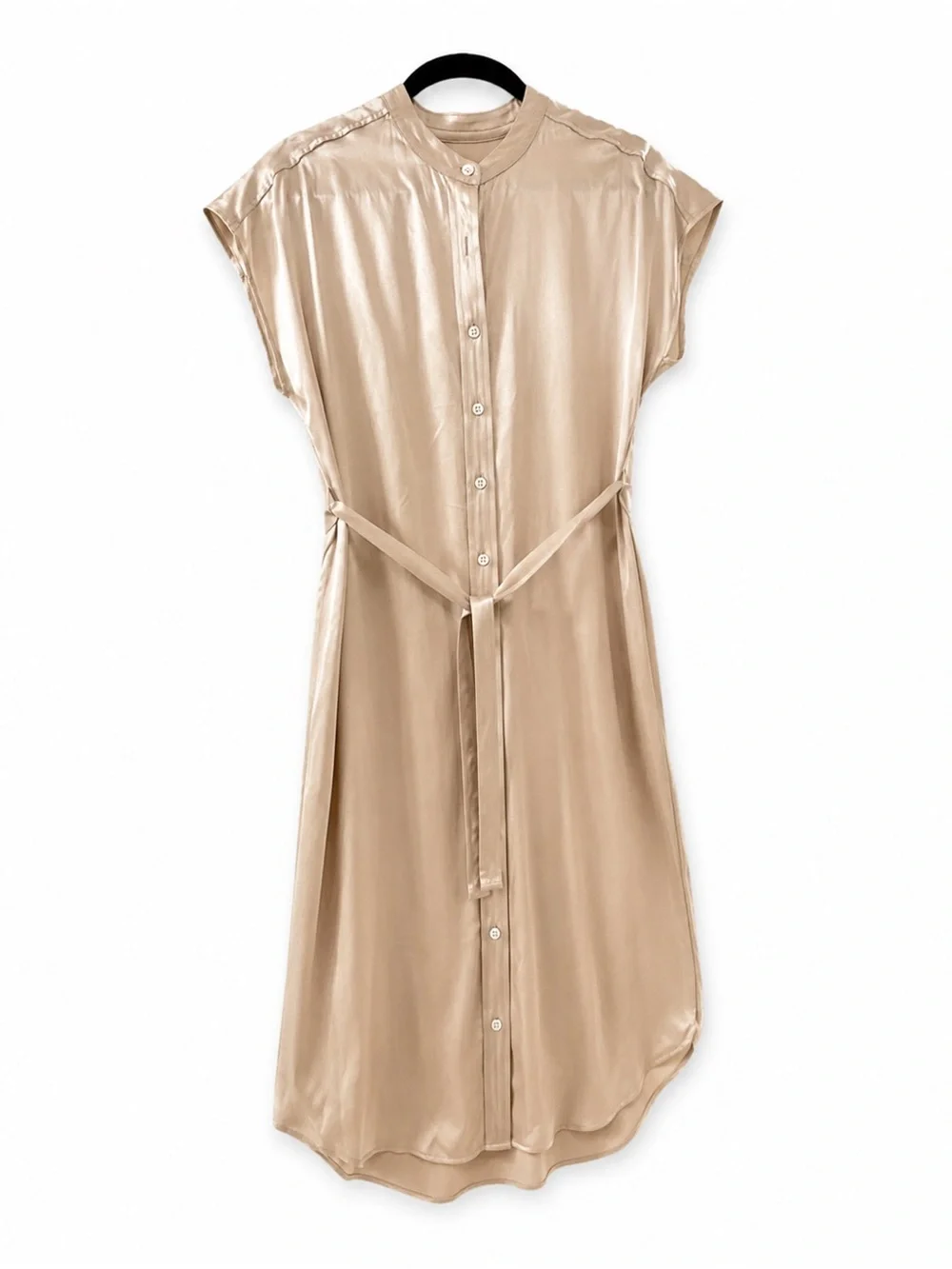 Banana Republic 100% Silk Tie Waist Midi Shirt Dress XS Petite NWT $250 - Picture 3 of 6